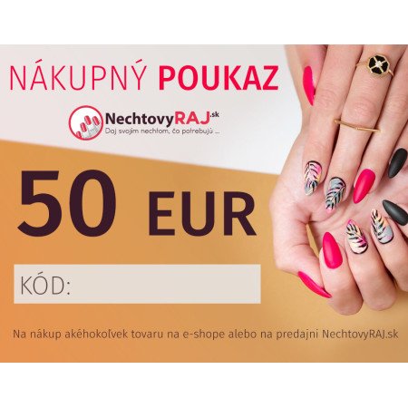 DARČEKOVÁ POUKÁŽKA 50 EUR - jen za 1286 Kč | NehtovyRaj.cz - Vše pro vaši krásu
