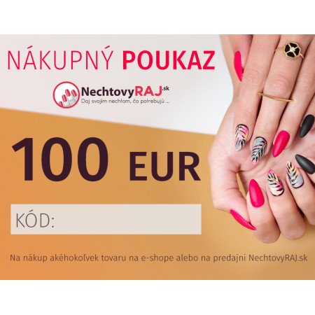 DARČEKOVÁ POUKÁŽKA 100 EUR - jen za 2571 Kč | NehtovyRaj.cz - Vše pro vaši krásu