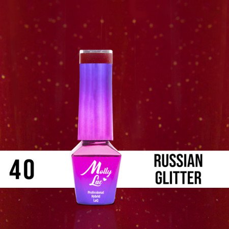 40. MOLLY LAC gél lak - Rusian Glitter 5ML Červená