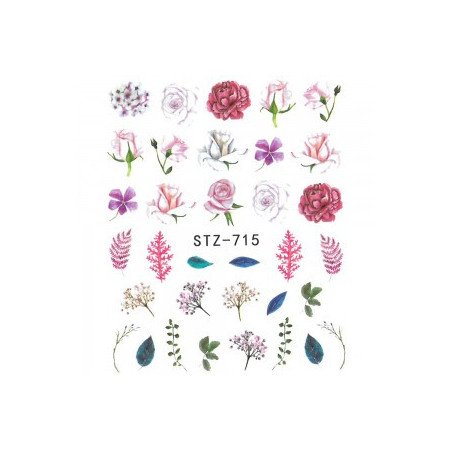 Levně Vodonálepky na nehty motiv květiny STZ-715