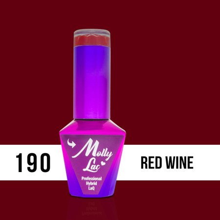 190. MOLLY LAC gel lak - RED WINE 5 ml Červená