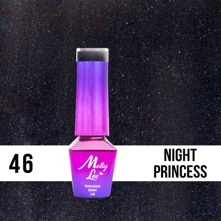 46. MOLLY LAC gél lak - Night Princess 5ML Čierna