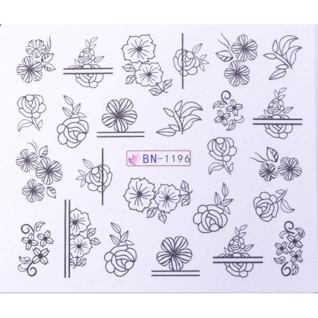 Vodonálepky s motívmi kvetov BN-1196 - jen za 23 Kč | NehtovyRaj.cz - Vše pro vaši krásu