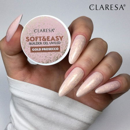 CLARESA STAVEBNÝ GÉL NA NECHTY SOFT&EASY GOLD PROSECO 90G - Akce - jen za 590 Kč | NehtovyRaj.cz - Vše pro vaši krásu