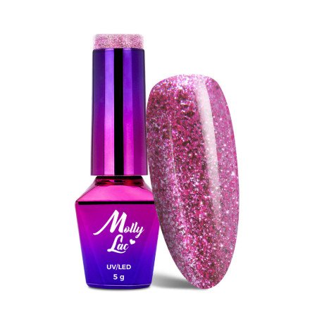 540. MOLLY LAC gel lak Luxury Glam Pink Reflection 5ml Ružová