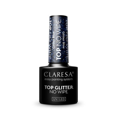 Gel lak CLARESA® Top No Wipe Glitter Blue 5ml
